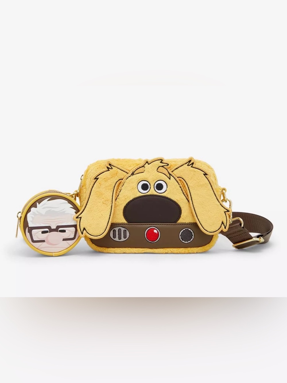 Loungefly Disney Pixar Up Dug Fuzzy Sling Bag With Coin Purse